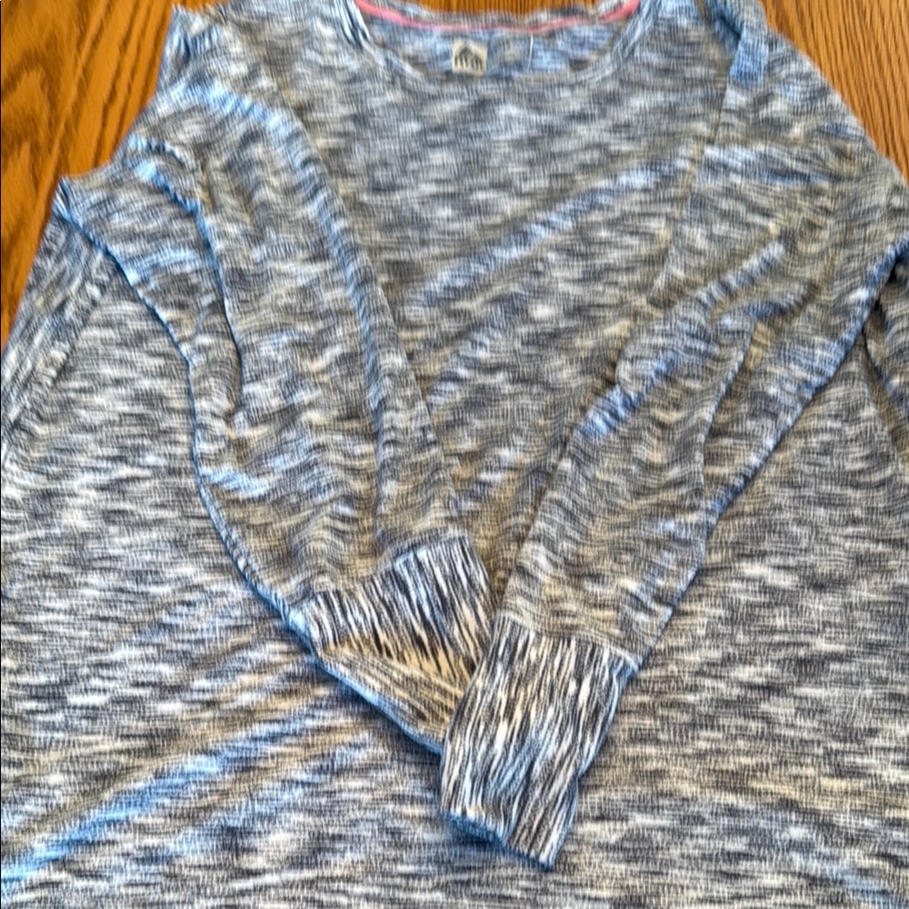 RBX Heathered Black and White Top with Pink Trim